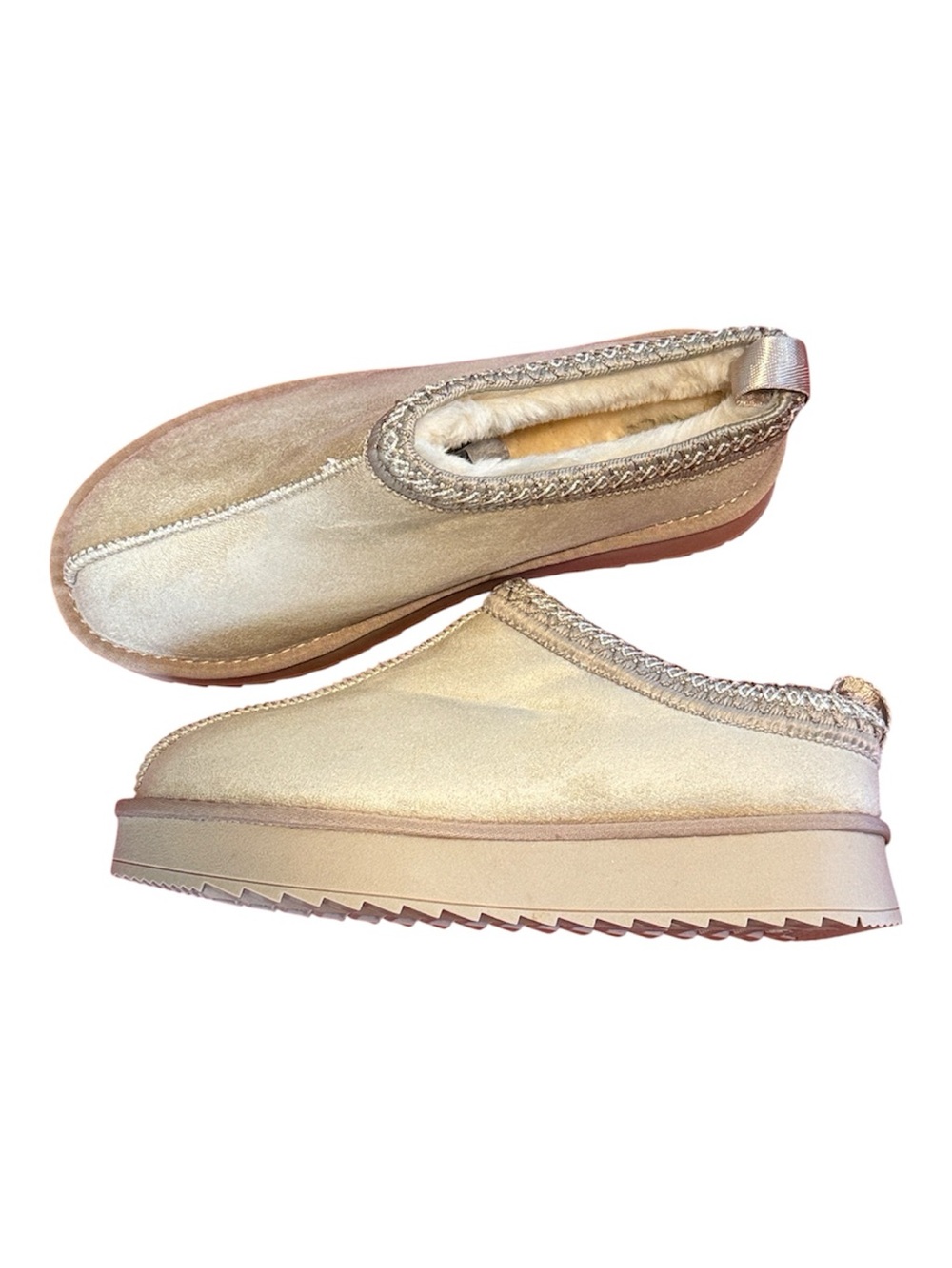 Gegefur Leather and Sheepskin Platform Slippers NEW
